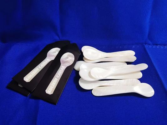 Biały kolor naturalny Matka Perłowa Kawiora łyżka 3,5 cali i 4,7 dostępne MOP łyżka w rękaw papierowy